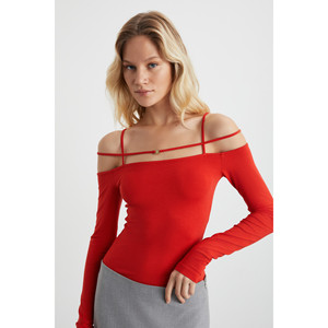 Chemisier à boucles et bretelles décoratives en viscone et lycra pour femme ETHIQUET LIADAN - Product Image 4