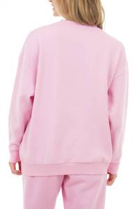 Prix direct usine – Nouveau sweat-shirt rose doux au toucher 100 % coton pour femme, style streetwear, col rond, manches longues, idéal pour l'entraînement et la gym - Product Image 5