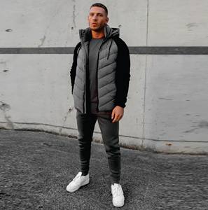 เสื้อแจ็คเก็ตบุสองชั้นผ้าโพลีเอสเตอร์100% แขนแร็กแลนและแขนผูกกับกระดูกสีเทามีกระเป๋าซิปและกระเป๋าด้านใน - Product Image 6