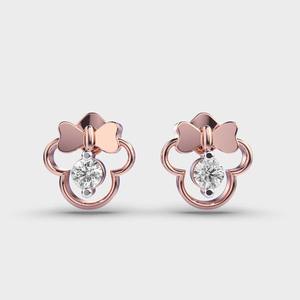 Pendientes de Diamantes en Oro Blanco/Rosa/Amarillo de 18K, Diseño de Lazo y Flor, Corte Redondo, Joyería Fina - Product Image 6