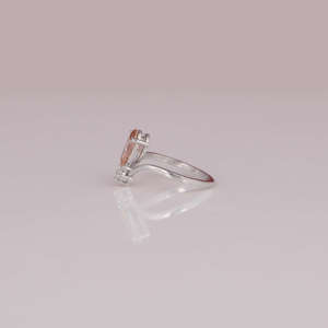 Pink Pear and Round Cut Custom 18KT <b>Solid</b> White Gold Engagement Ring Lab Grown Diamond Gold Plated and Certified Ring - Product Image 2