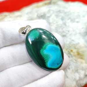 Pendentif bohème de qualité AAA pour femmes en malachite plaqué or en argent sterling tendance en malachite naturelle perles lâches coquille - Product Image 1