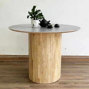 Table à manger ronde en contreplaqué avec pieds en bois de caoutchouc 1m BA68132 - Product Image 3