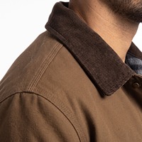 Veste de travail en toile doublée de coton avec poches zippées, logo personnalisé brodé, vente en gros OEM