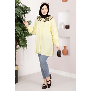 ชุดฮิญาบสีเหลืองแบบเรียบง่ายพร้อมปกปักลาย - Product Image 4