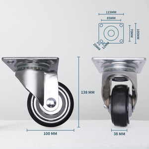 Rueda Giratoria de Goma Antipinchazos de 4 Pulgadas con Marco de Acero y Acabado de Zinc para Muebles - Product Image 2