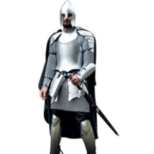 Armure de plaque complète de chevalier médiéval ornée d'accent | Costume en acier poli avec détails dorés/en laiton pour un affichage de luxe - Product Image 5