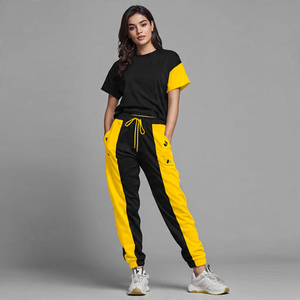 Imprimé Baggy T-shirt survêtement femmes surdimensionné T-shirt Baggy pantalon ensemble dames goutte épaule Sublimation T-Shirt cordon pantalon - Product Image 5