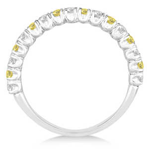 14K White Gold 0.75ct Yellow & White Diamond Wedding <b>Band</b> Anniversary <b>Ring</b> - Product Image 3