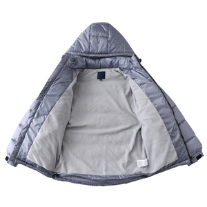 Custom Men's Windbreaker Zipper Coats Removable Hat Thick Warm <b>Puffer</b> Down Coats <b>Jacket</b> Fleece Winter Men's <b>Jackets</b> - Product Image 2