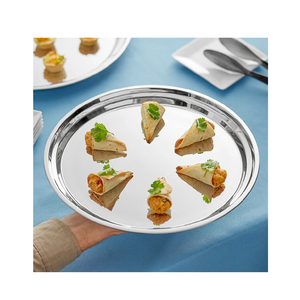 Plateau de service de nourriture en acier inoxydable au design unique plateaux personnalisés pour hôtel couleur argent Design moderne accessoires pour la maison - Product Image 1