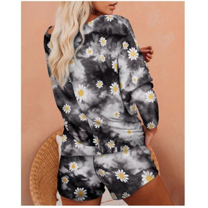 2025 calidad superior al por mayor mujeres baratas multicolor Swingy Tank camiseta y Tiedye Shorts Loungewear pijama conjunto - Product Image 1