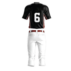 Uniforme de baseball personnalisé pour homme, maillot bleu à manches courtes sublimé avec fermeture boutonnée et pantalon assorti, tissu respirant - Product Image 4