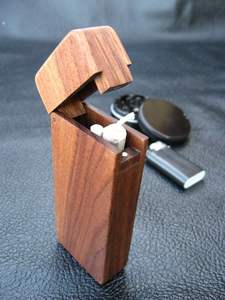 PORTE-CIGARETTES LUXE PERSONNALISÉ VINTAGE Boîte en bois noir Noyer Mince Poche Conteneur de stockage de haute qualité pour cadeau - Product Image 4