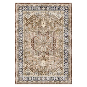 พรมเชนิลล์ลายดอกไม้แบบดั้งเดิมสีทองแดง รุ่น LXDP-0177 จาก RUGS DEPOT สำหรับขายส่ง ซักเครื่องได้ ไม่ลื่น - Product Image 1
