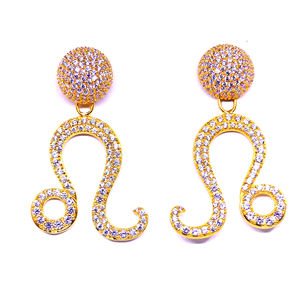 Fashionable 925 Sterling Silver <b>Earring</b> <b>Set</b> <b>Gold</b> Plated with White Topaz Gemstone Classic Style Women's Wear Charm - Product Image 3