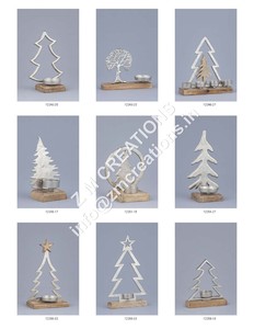 Candelabro de árbol de Navidad de níquel moderno, Base de aluminio y madera, decoración de Navidad ecológica, decoración del hogar - Product Image 3