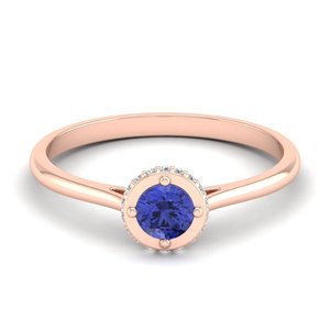 Anillo REYES de Plata de Ley 925 de Alta Calidad con Moissanita VVS y Halo Oculto con Gema de Tanzanita, Joyería de Regalo para Novia - Product Image 5