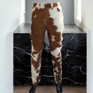 กางเกงหนังวัวคุณภาพสูงสำหรับผู้ชาย โรงงานผลิตโดยตรง รับออกแบบตามสั่ง กางเกงหนังวัวลำลองสำหรับผู้ชาย - Product Image 1