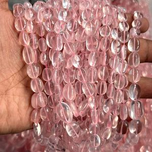 Perles de quartz rose naturel de haute qualité, lisses, de 8x6 mm à 15x18 mm, pour la fabrication de bijoux - Product Image 2