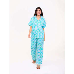 Ensemble de pyjama en coton modal respirant avec imprimé floral et taille élastique - Product Image 1