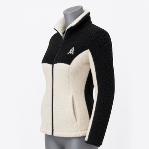 Veste en polaire sherpa personnalisée pour femmes |   Veste d'hiver en peau de mouton berbère à col montant, design réversible, coupe-vent à l'avant - Product Image 2