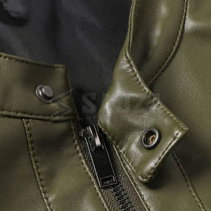 Chaqueta clásica de cuero genuino para hombre con cuello levantado y manga completa para exteriores y chaqueta de invierno de moda de invierno - Product Image 6