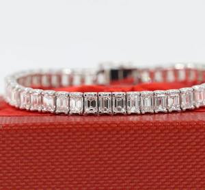 D E F couleur émeraude diamants cultivés en laboratoire Bracelet de tennis beaux bracelets en argent sterling VS + clarté cadeau de mariage pour elle - Product Image 5
