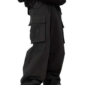 Pantalon cargo ample de style baggy uni pour hommes, vêtements de plein air et streetwear, style hip-hop, taille élastique, pantalon cargo ample pour hommes - Product Image 1