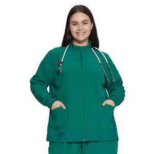 Veste médicale pour femmes, tissu extensible léger, uniforme d'hôpital, fermeture éclair sur le devant, veste de travail pour infirmières - Product Image 2