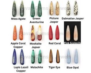 ต่างหูมุกสีเขียวอมาโซไนท์ทองแดงคอมโพสิตสีเขียวธรรมชาติคุณภาพสูงขนาด9x30มม. - Product Image 4