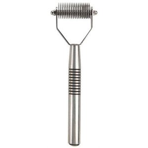 Rastrillo profesional OEM para el cuidado de mascotas, herramienta de eliminación de pelo de acero inoxidable de 12 dientes para perros y gatos, peine de adelgazamiento - Product Image 6