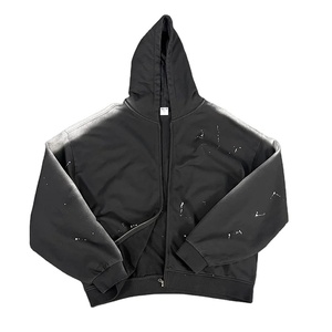 Survêtements en molleton de polyester délavé au soleil personnalisés, style streetwear, respirants, solides, d'hiver, style ample, fermeture éclair, sweats à capuche - Product Image 1