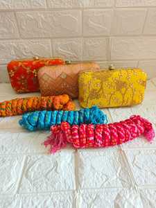 Embrague combinado étnico para mujer Bandhani seda Dupatta bordado para boda india fiesta Año Nuevo graduación Ramadán Halloween - Product Image 4