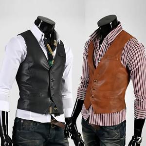 Custom Casual Men Sheepskin <b>Waistcoat</b> Cut Premium Wholesale Real Leather Vest Breathable Streetwear Fashion Vest For Men - Product Image 3