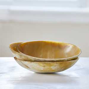 HF Crafts Hecho a mano Cuerno de búfalo natural Cuenco para servir Precio al por mayor Tonos terrosos cálidos Herramienta de ensalada de raíces bohemias - Product Image 5