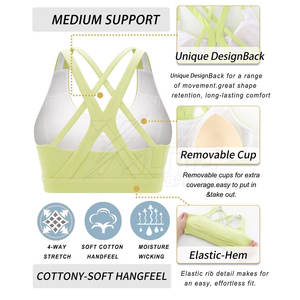 สปอร์ตบราออกกำลังกายแบบเรียบง่าย น้ำหนักเบา ระบายอากาศได้ดี ให้การรองรับสูงด้านหน้า ผลิตจากผ้าที่ช่วยระบายความชื้น ช่วยให้คุณรู้สึกแห้งสบาย - Product Image 5