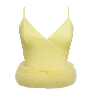 ग्रीष्मकालीन पीला वी-गर्दन सांस लेने योग्य स्पैगेटी स्ट्रैप - Product Image 4