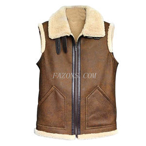 <b>Men</b> Aviator <b>Shearling</b> Flying Leather Vest <b>Jacket</b> Warm Filling Vintage Flight Fur Vest <b>Jacket</b> Stylish Fashion Waistcoat Wholesale - Product Image 3