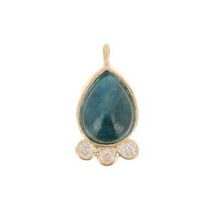 Wholesale Amazonite Gemstone Drop-Shaped Pendant 14x7mm Bezel Set CZ Pyramid Pattern Sterling <b>Silver</b> Gold Vermeil Pearl Material - Product Image 5