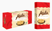 Certifié ISO HACCP Atela Craquelins croustillants au sésame à faible teneur en gras 150g Sachet Texture croustillante Boîte en forme de carton salé sucré