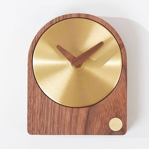 Mid-Century Modern Wooden Alarm <b>Clock</b> with <b>Gold</b> Accents Stylish Vintage Timepiece for Bedroom Office Desk Decor - Product Image 5