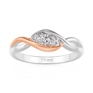 แหวนพลอยประจำเดือนเกิดสามเม็ดแบบทูโทนสั่งทำพิเศษจาก Jeulia - Product Image 2