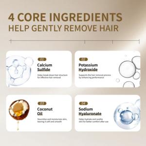 Crème dépilatoire douce <span class=keywords><strong>pour</strong></span> le visage à l'huile de coco et à l'hyaluronate |   Épilateur rapide et indolore <span class=keywords><strong>pour</strong></span> le dessus des lèvres, les poils rebelles et les doigts - Product Image 4
