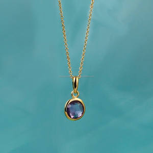 925 Sterling Silver <b>Amethyst</b> Gemstone Gold Plated <b>Pendant</b> Necklace - Product Image 1