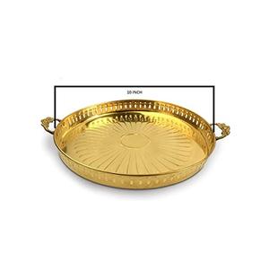 Bandeja de servicio de latón de metal con acabado hecho a mano de color dorado de latón personalizado para restaurante, bandeja de servicio de comida, Fabricante Mayorista - Product Image 3