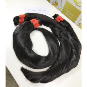 Super Quality 60cm Long Double Weft <b>Black</b> Vietnamese Remy <b>Hair</b> Bundles 100% Natural Raw Human <b>Hair</b> HD Lace Dark Color <b>Extensions</b> - Product Image 3