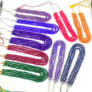 Quartz rose foncé 10-12mm forme de citrouille perles de pierres précieuses collier longueur 20 pouces 3 couches Quartz Melon perlé collier Vintage - Product Image 2