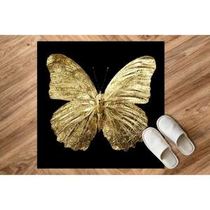 Tapis imprimé papillon doré, tapis fin non tissé, luxe, art moderne, animal 3D, cadeau, salon, animal de compagnie - Product Image 4