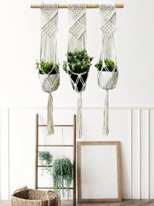 Support mural en macramé pour plantes, pour une décoration intérieure élégante, salon, chambre à coucher et intérieur moderne, présentoir de plantes en provenance d'Inde - Product Image 5